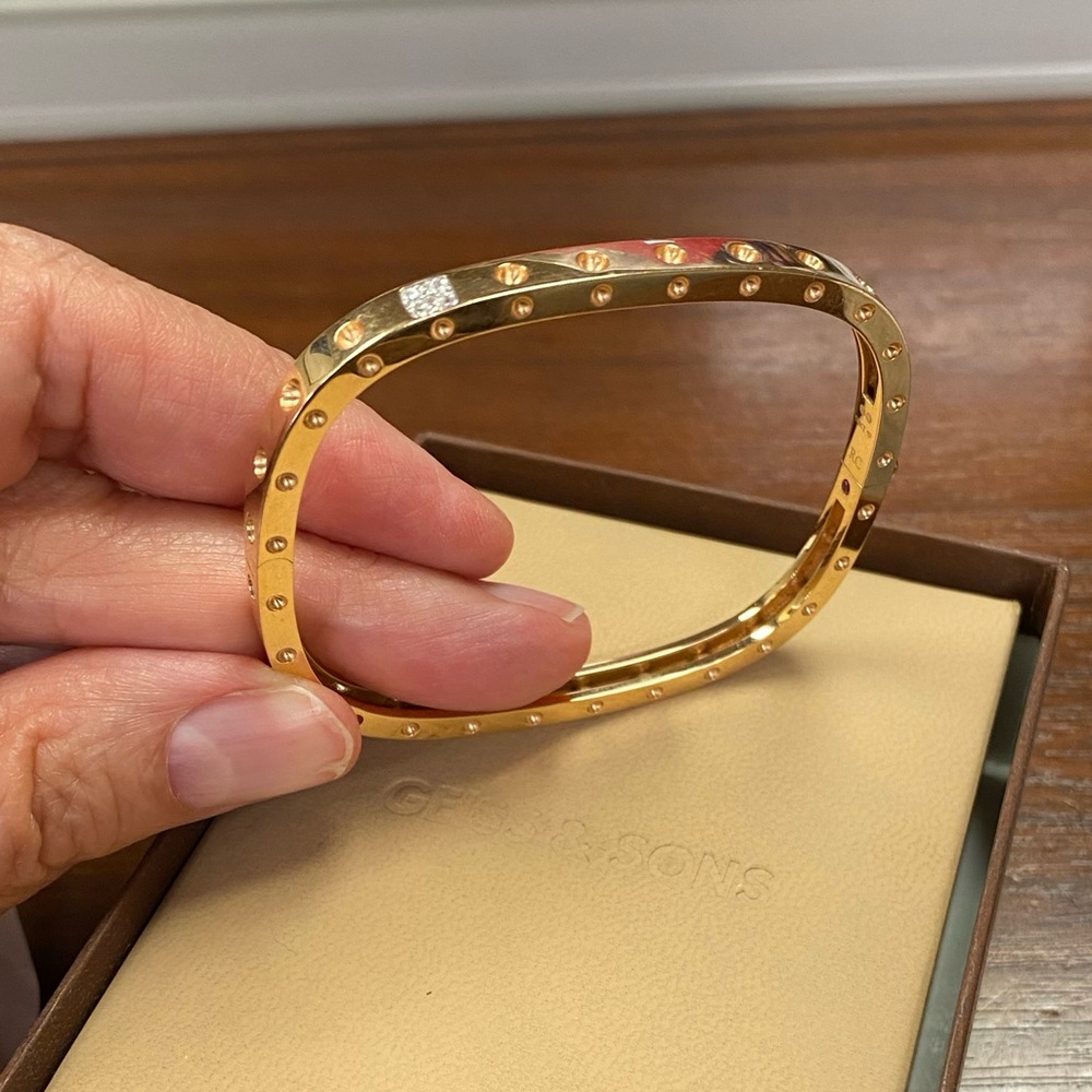 Roberto Coin Pois Mois Diamond Accent Square Bangle Rose Gold - Picture 2 of 4